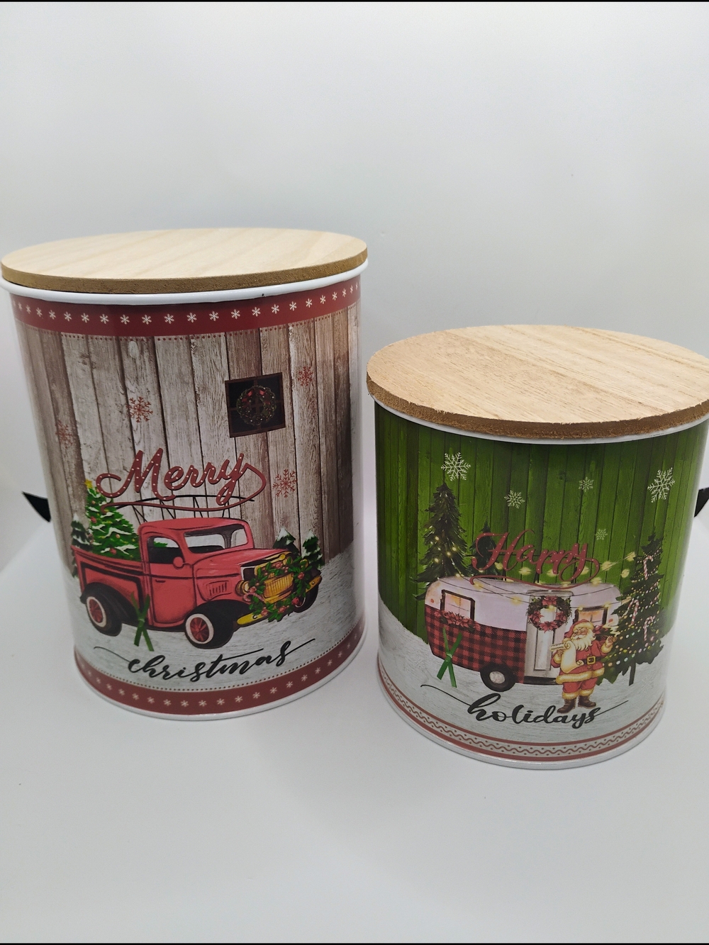 Holiday Decorative Storage Canister Set - Red & Green